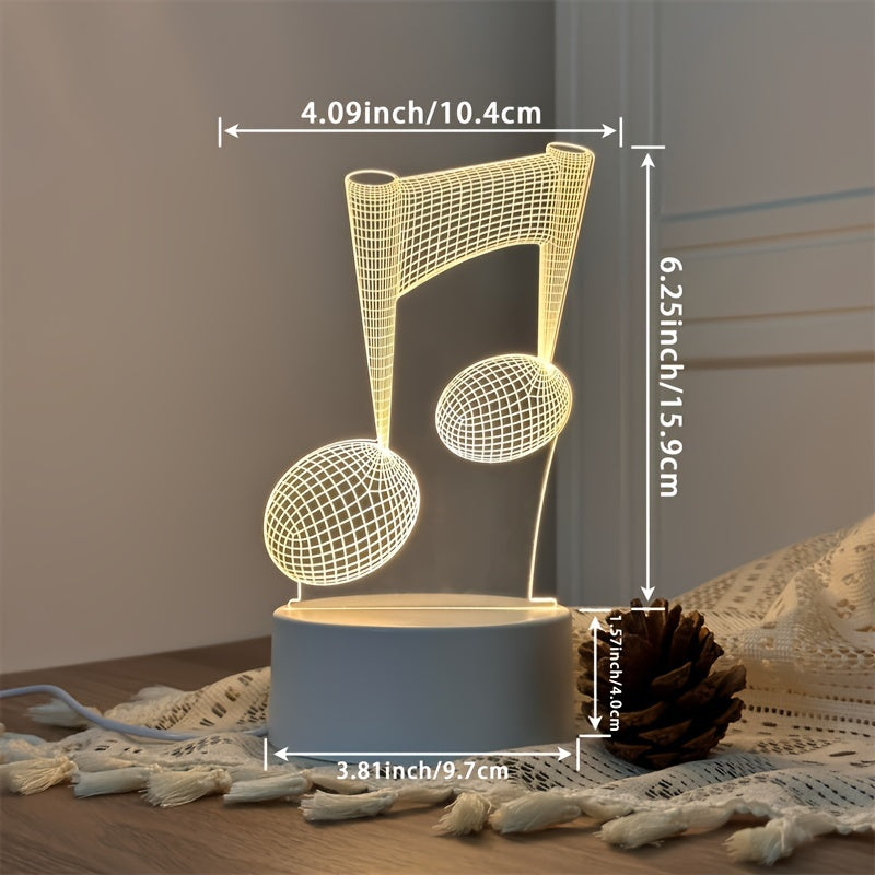 LumiNote - Akryl Musiknot Nattljus, 3D LED Ram, USB-Dreven