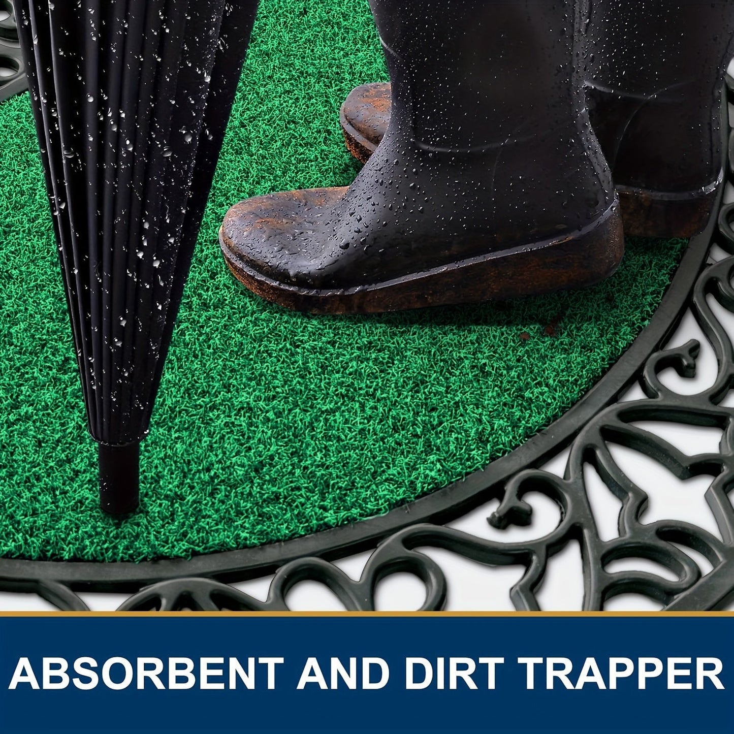 Tung PVC Dörrmatta – Halkfri och Absorberande för Stora Dörrar