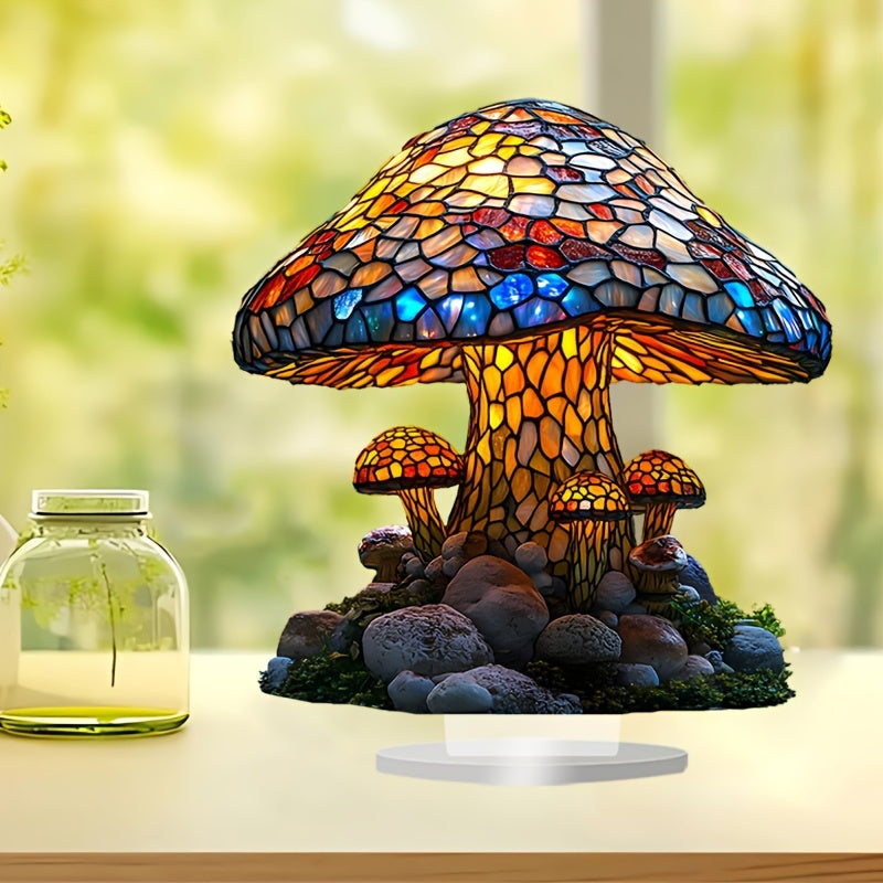 MushroomGlow - Bohemisk Akryl Bordslampa Utan Elektricitet