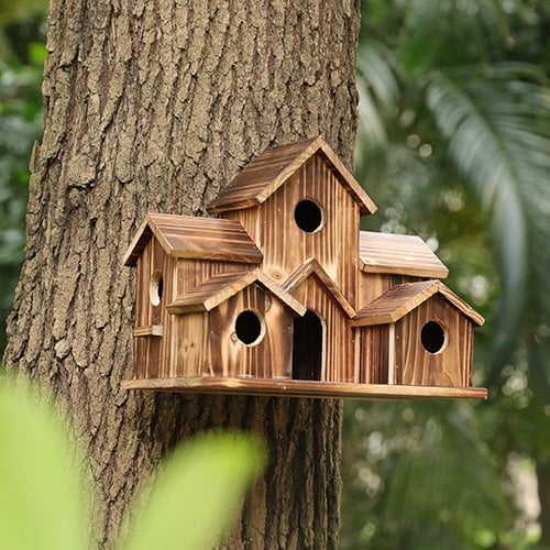 NatureNest - Artisan Birdhouse med sex mysiga ingångar