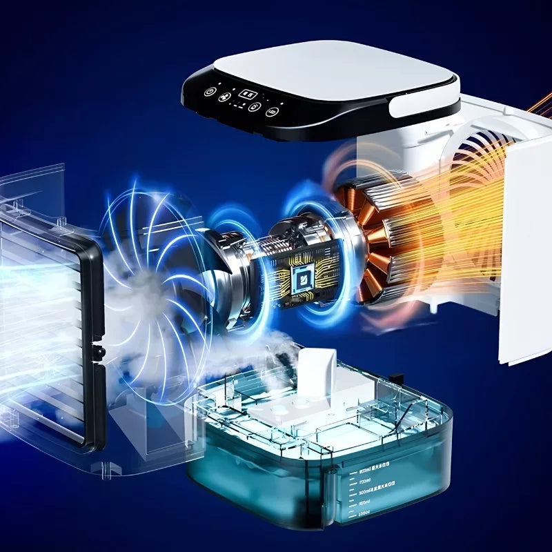 Bärbar luftkylare luftfuktare fläkt med nattljus