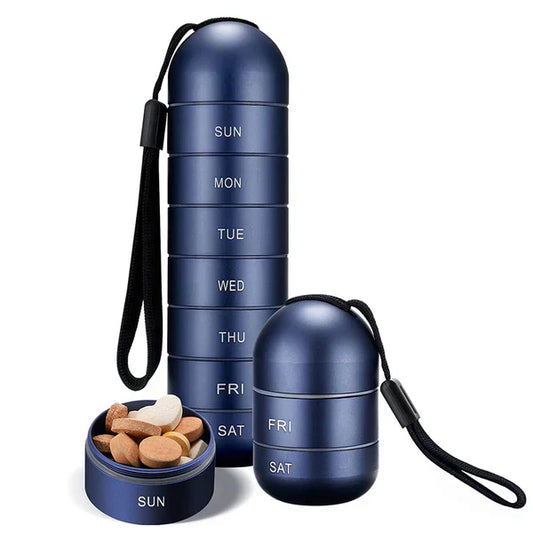 Luxora Aluminium 7 Dagar Bärbar Tablettorganisatör för Resa