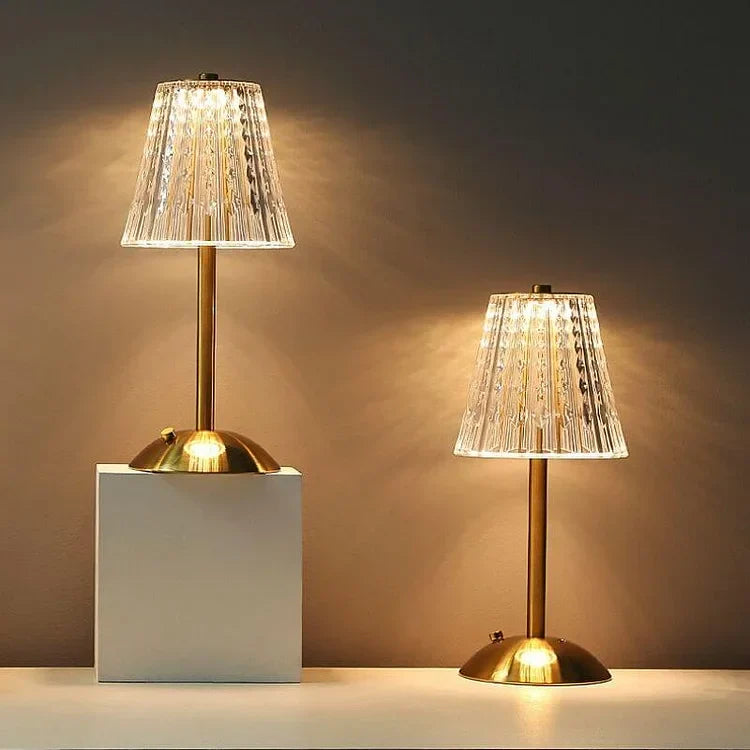 Guld Kristall Bordslampa