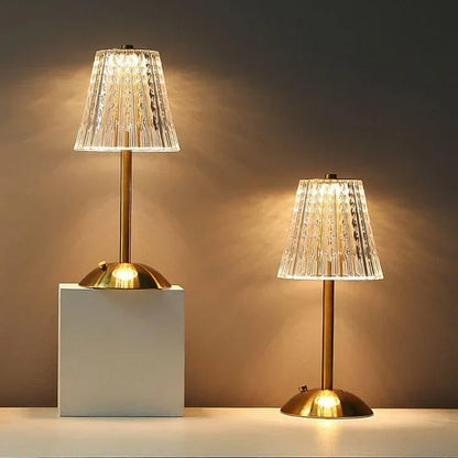 Guld Kristall Bordslampa