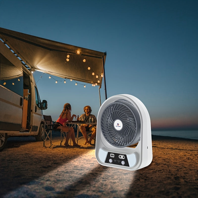 Carvallo-Ventilator SolventoGo | Med LED-nattljus & USB-powerbank | Bärbar & Uppladdningsbar | För camping & nödsituationer