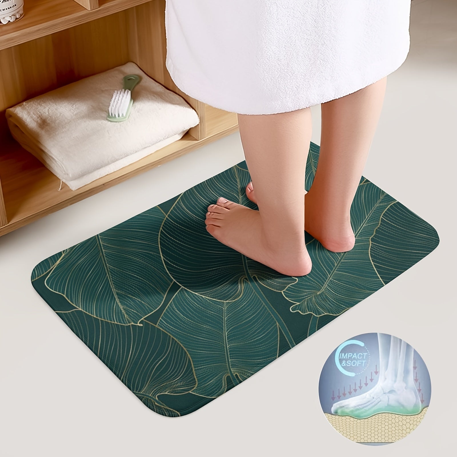 Tropical Leaf Badmatta Set | Mjuk Mikrofiber Absorberande | Halkfri | 2 Delar | Brick by Brick