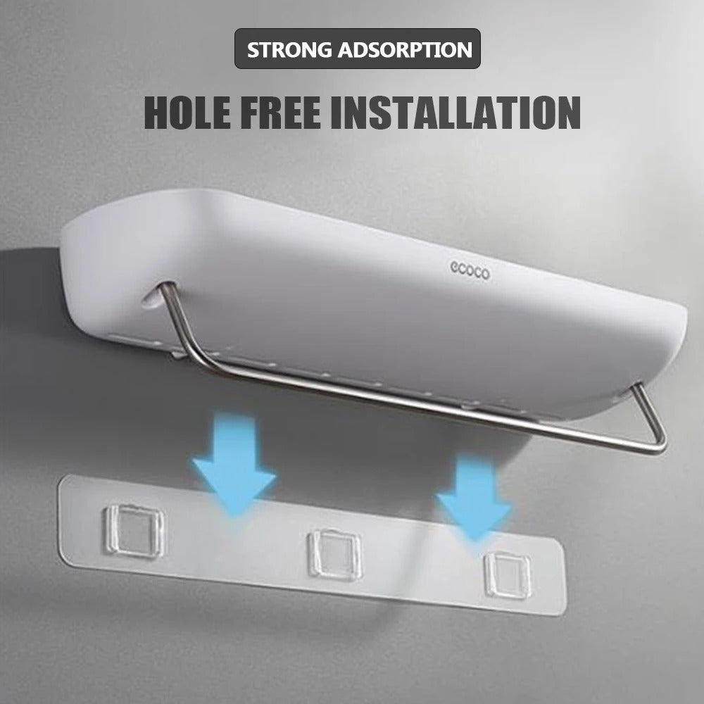 Väggmonterad schampo förvaringshylla – Ingen borrning badrumshylla med handdukshängare & duschorganisatör