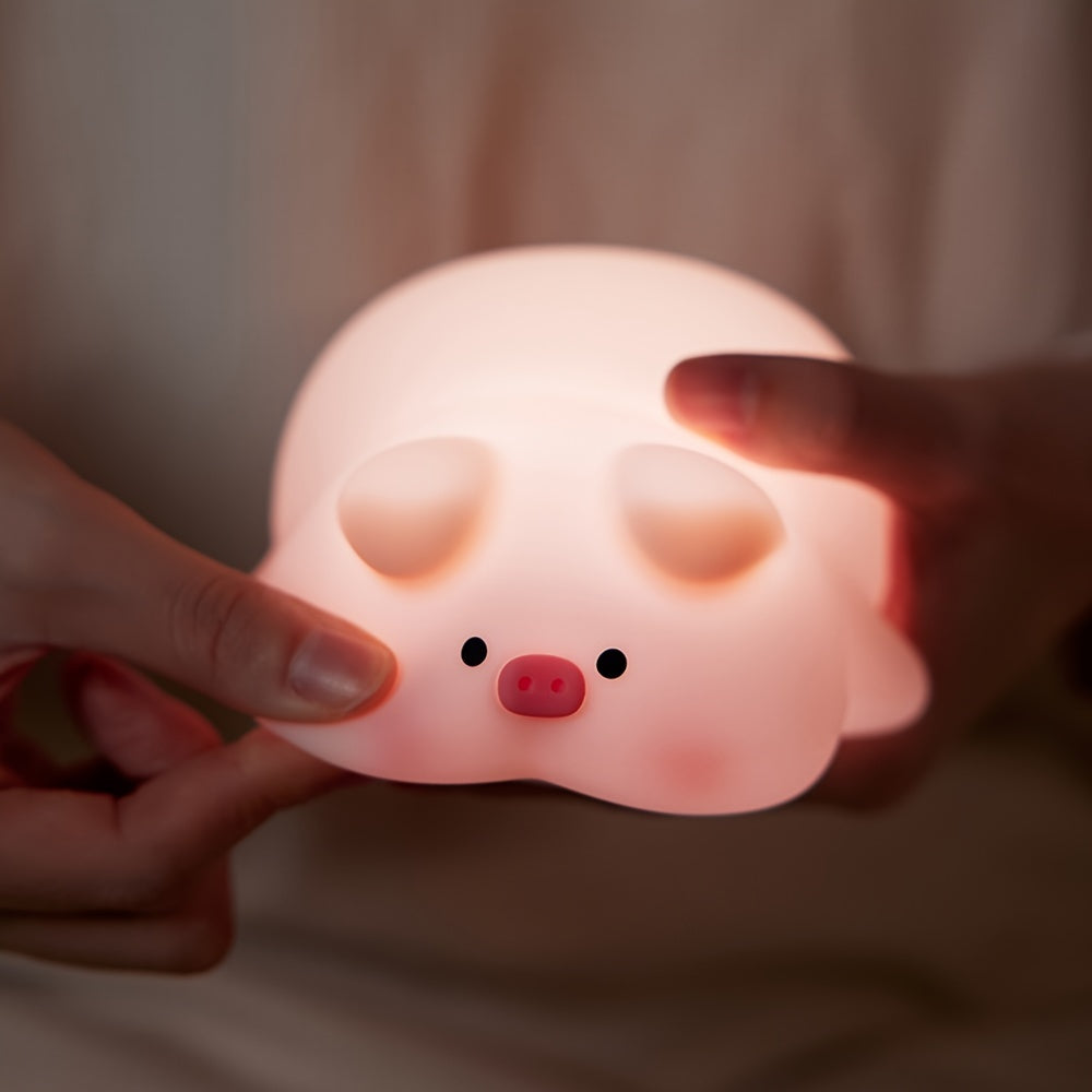 PiggyGlow - Söt Silikon Nattlampa, USB Uppladdningsbar, Perfekt Present