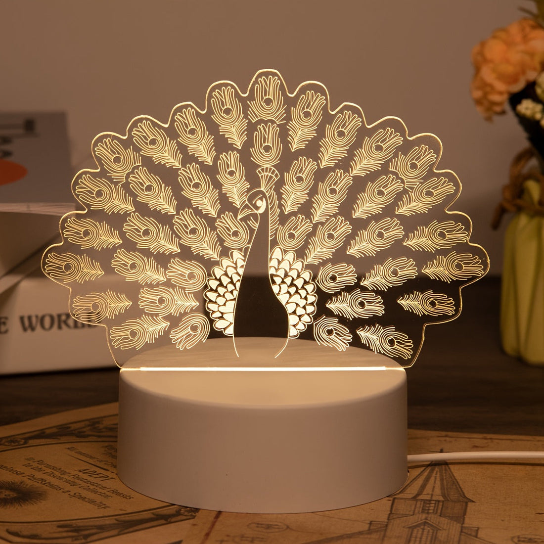 LumiPauw - Kreativ USB-driven LED Skrivbordslampa, Modern Påv Nattlampa