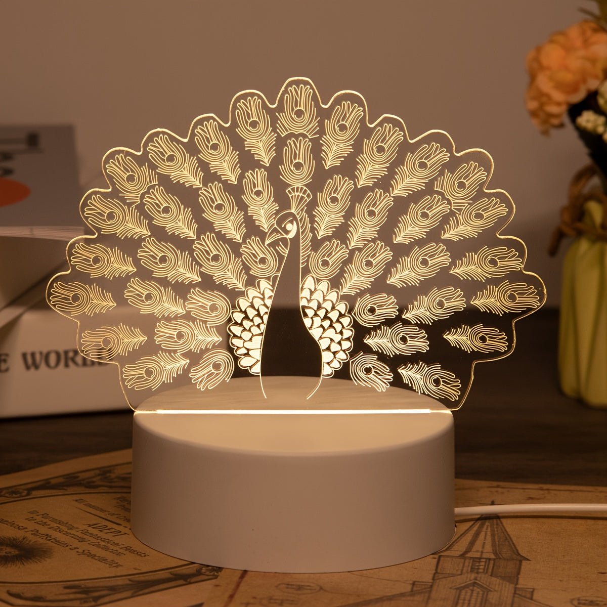 LumiPauw - Kreativ USB-driven LED Skrivbordslampa, Modern Påv Nattlampa