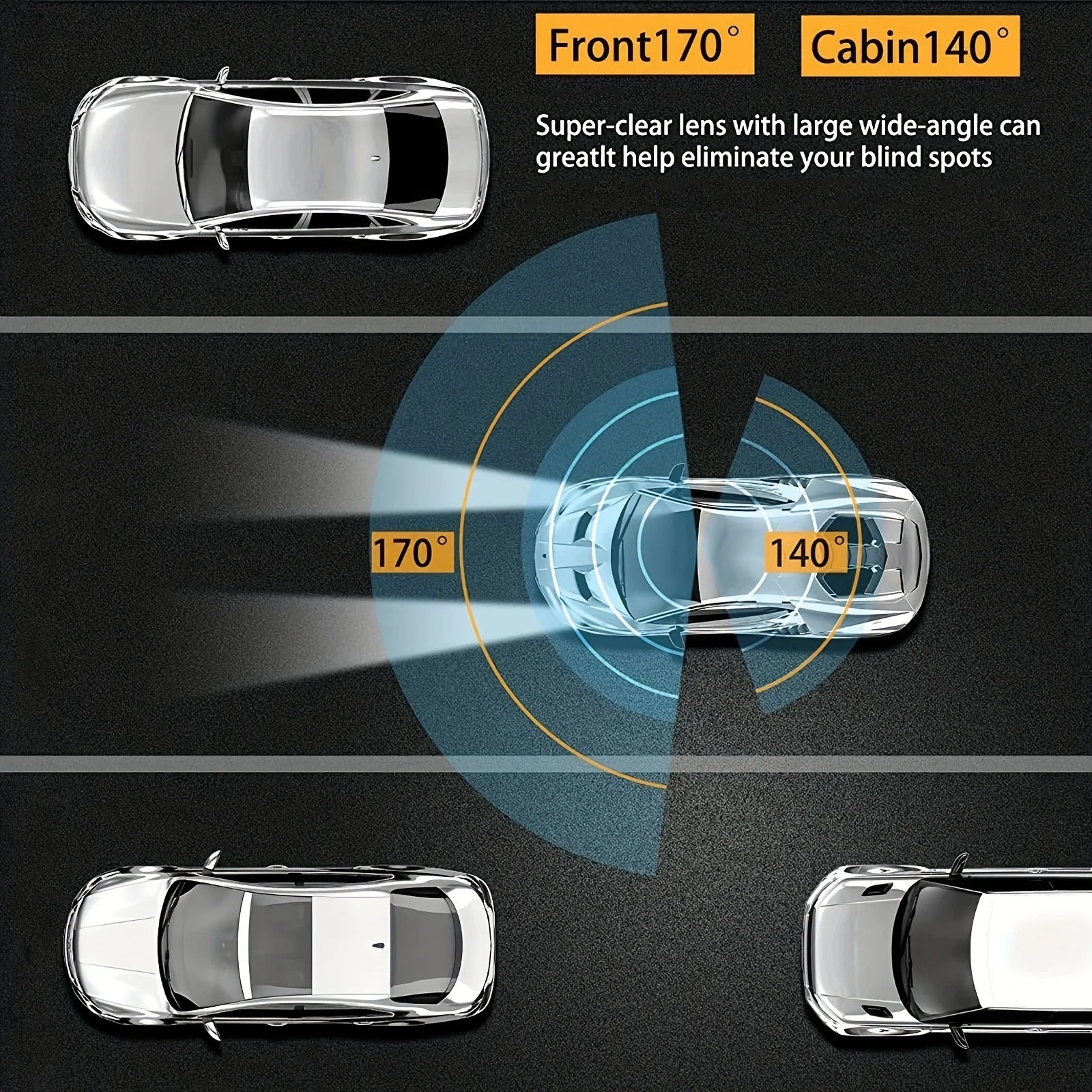 1080P WiFi Dubbelkamera Dash Cam – Främre &amp; Inuti Bilkamera med IR Nattvision &amp; Loopinspelning