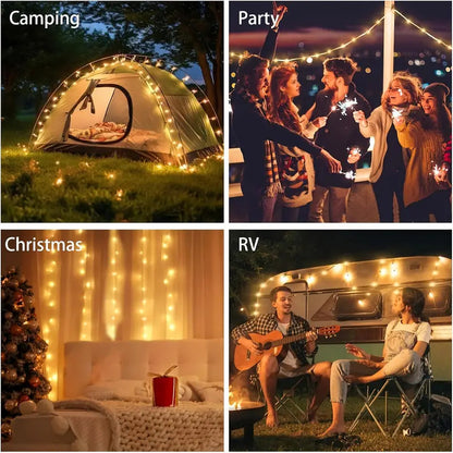 4 i 1 Camp Lights - Ljuslängder med 8 belysningslägen