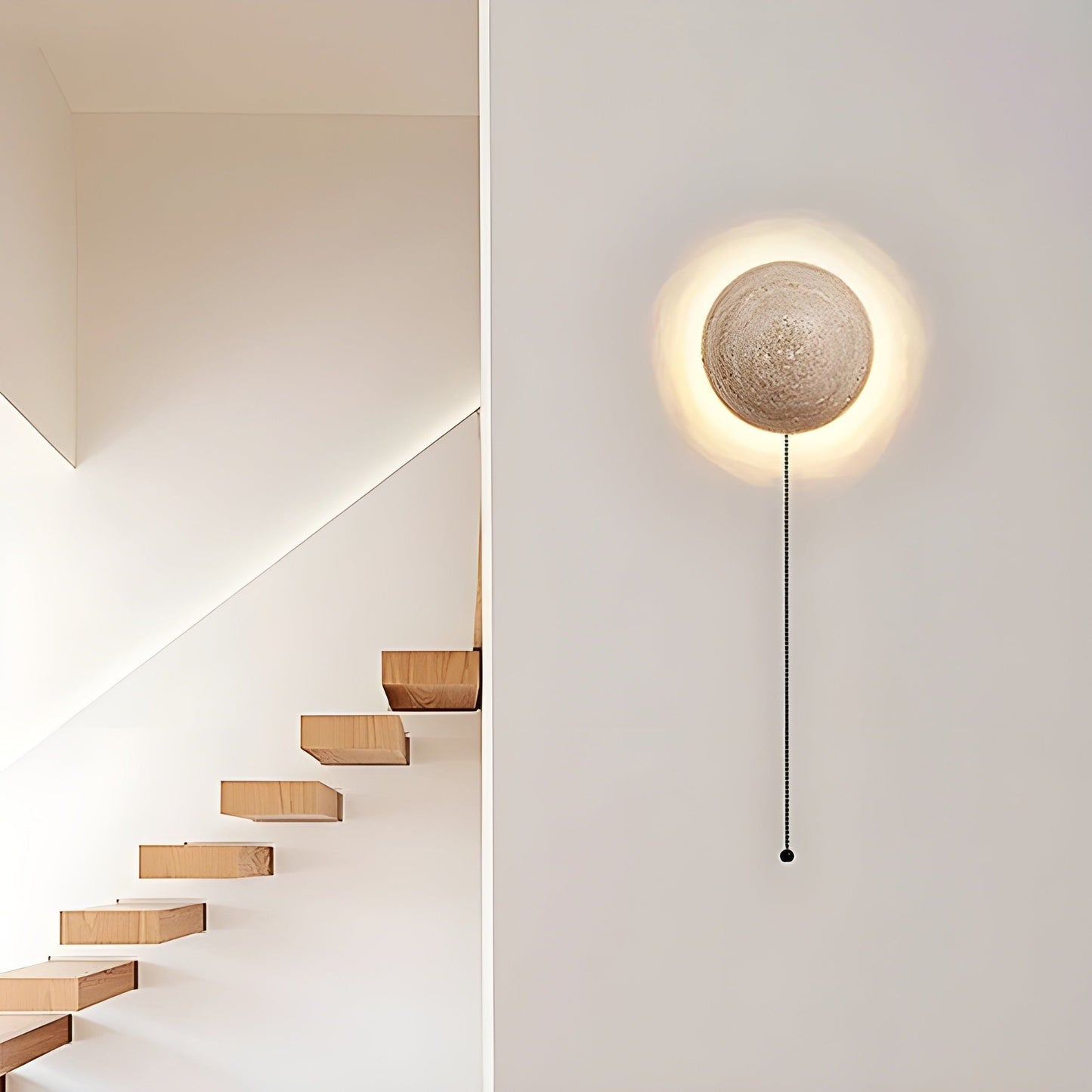 RetroTravertine Light - Wabi-Sabi Japansk LED Vägglampa i Krämstil