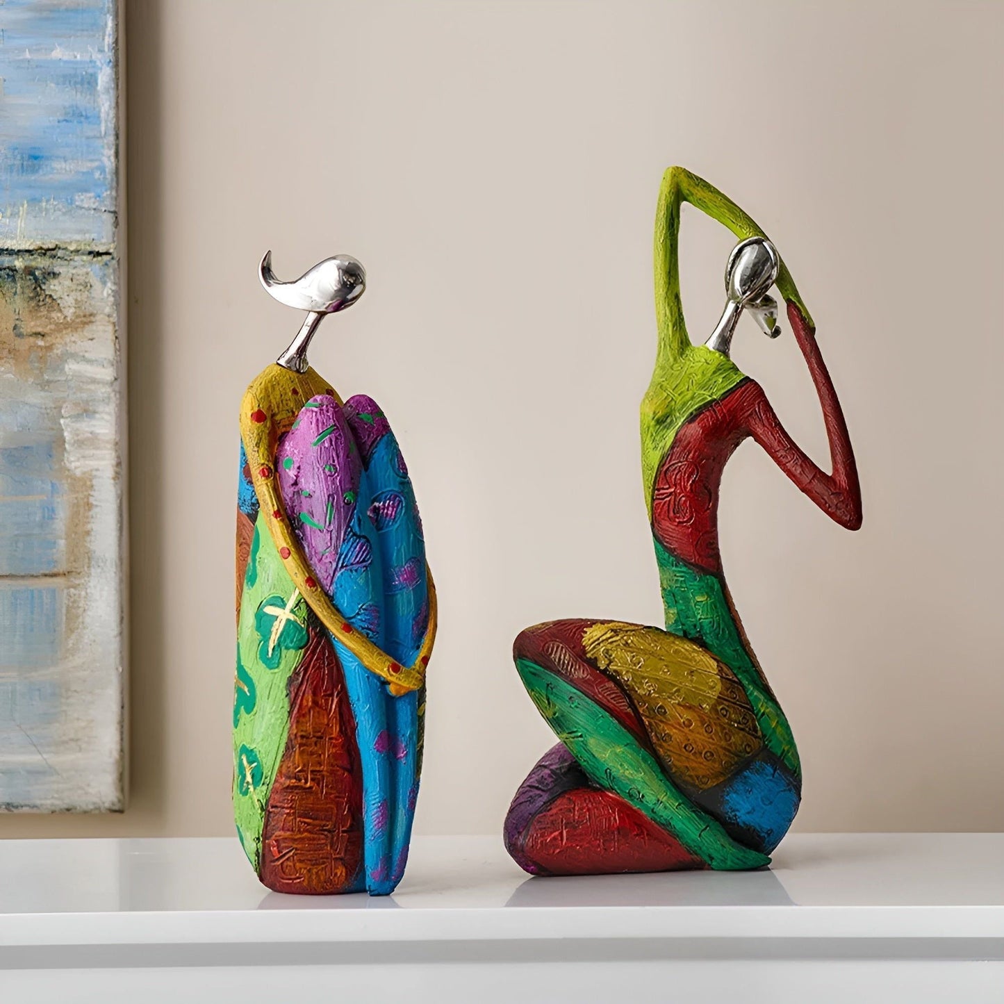 Chroma Charm - Utsökt Harz Kvinnostatue för inredning