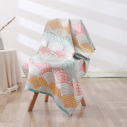 Shell Print Jacquard Bomull Handduk 70x140cm