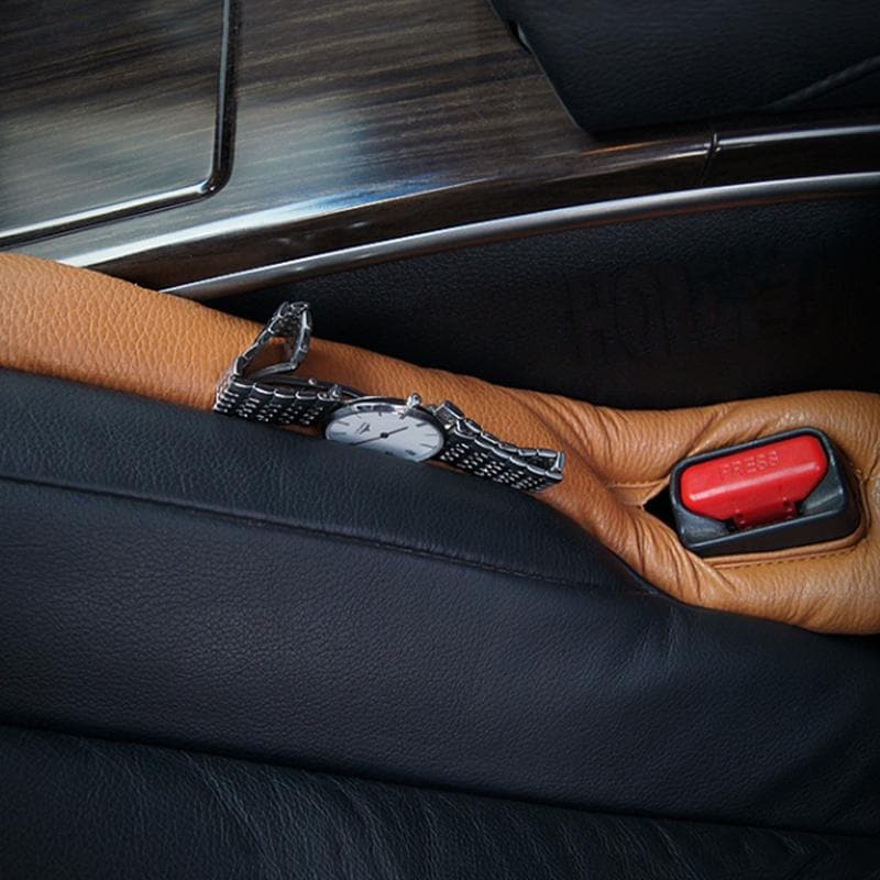 Royallure Bilstolsfackfyllare - Premium PU-läderorganisatör för telefoner, nycklar och nödvändigheter - Justerbar och lätt att installera - 2 st