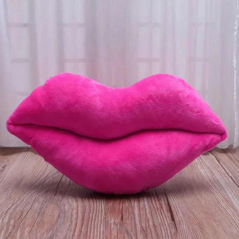Cartoon Big Red Lips Plush Cushion - Soft Cotton Modern Style
