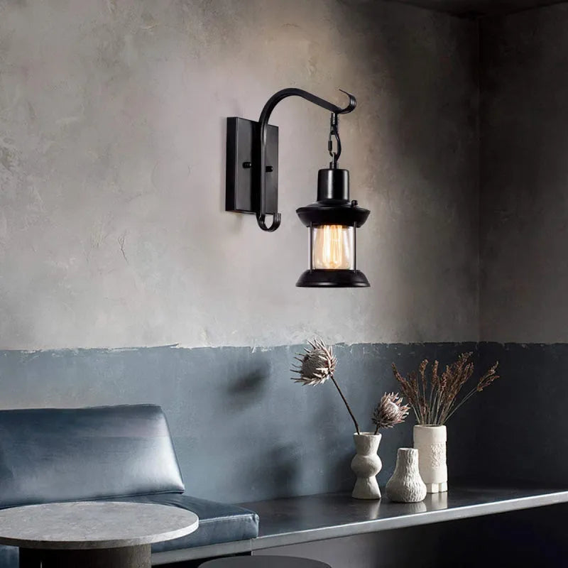Vägglampa vintage metall industri sconce