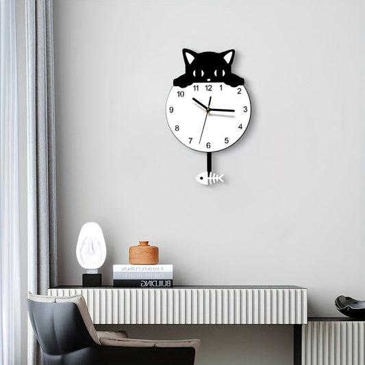 Purrfect Time Stilig Svängande Katt Väggeklocka Modern Design