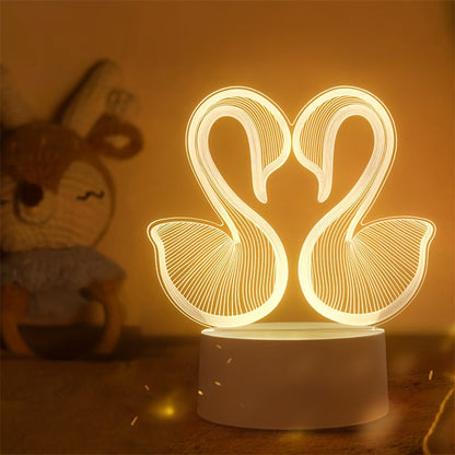SwanLight - 3D LED Bordslampa med Akrylrama