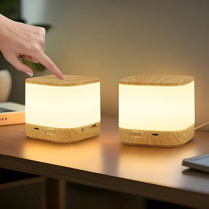LED-bordlampa med touch-dimmer – Justerbar ljusstyrka och färgtemperatur | USB-laddning, timer, ideal för sovrummet