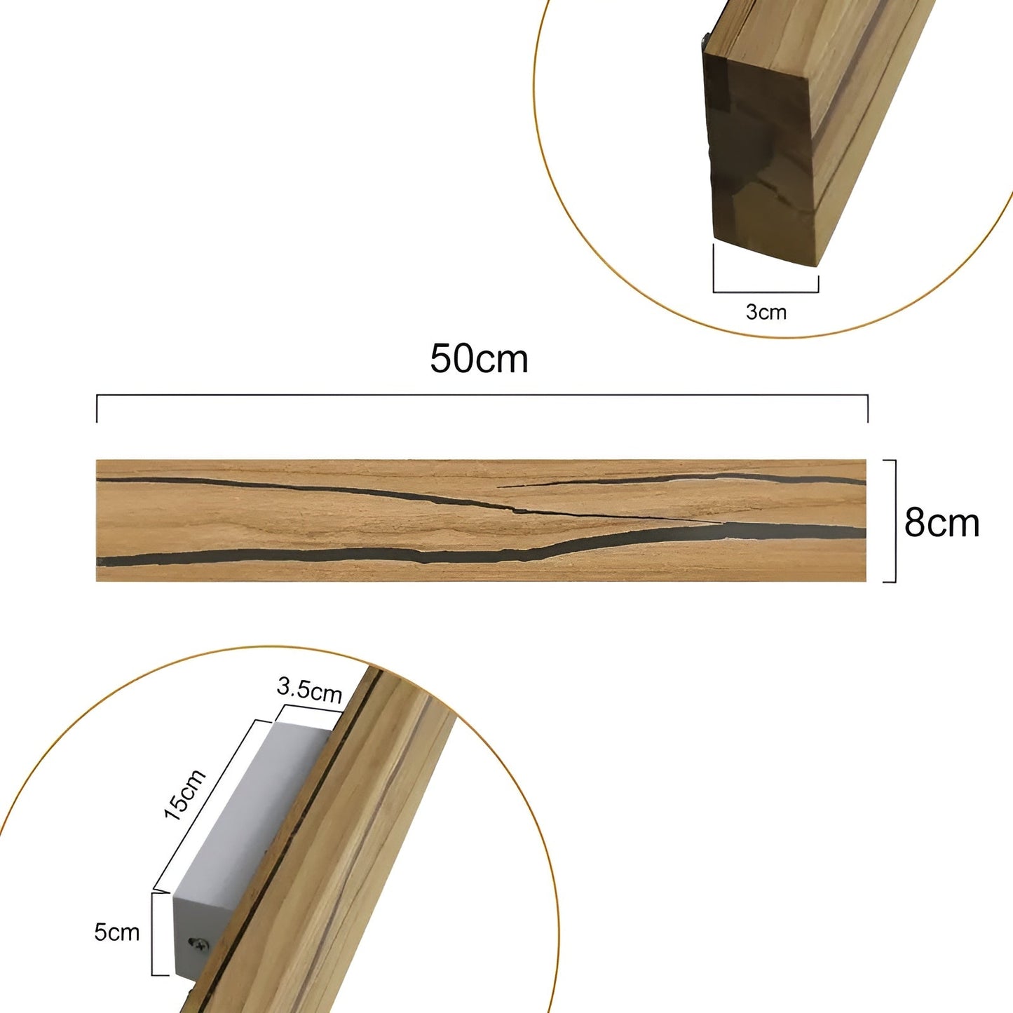 LED Vägghylla i trä – Modern design för vardagsrum och sovrum