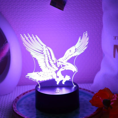 EagleLight - 3D LED Nattlampa med Touchkontroll, 7 Färger USB Bordslampa