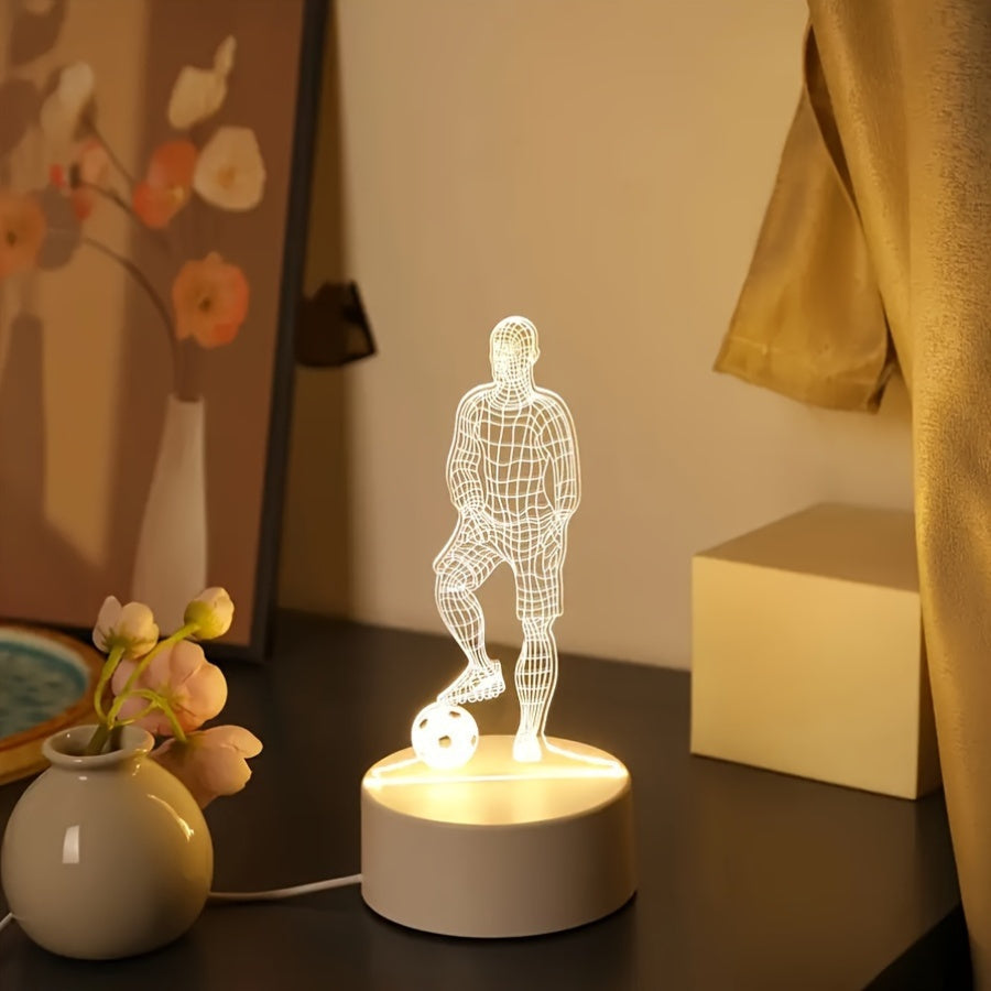 SportGlow - 3D Fotbollsspelare Illusion LED Bordslampa med Akrylskydd