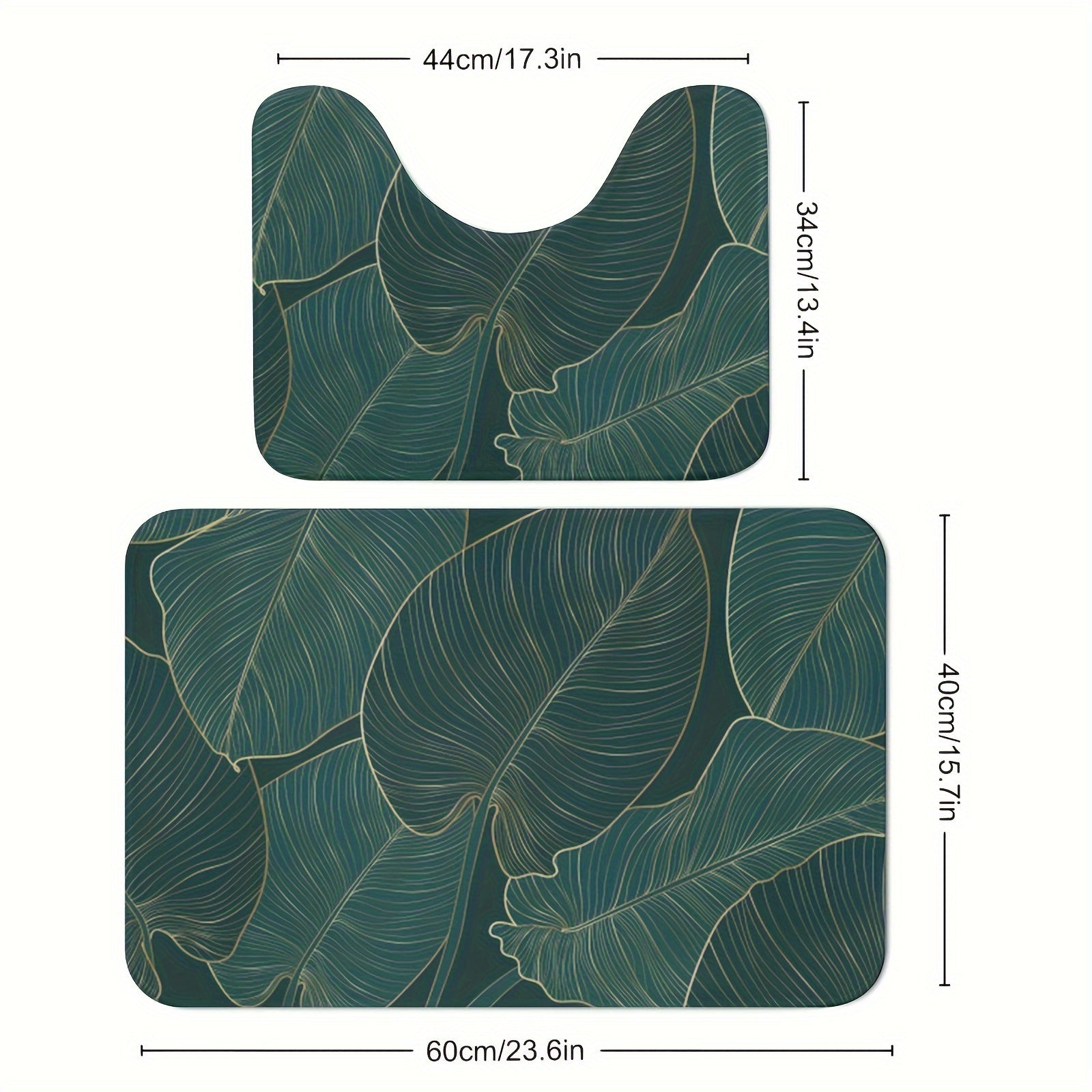 Tropical Leaf Badmatta Set | Mjuk Mikrofiber Absorberande | Halkfri | 2 Delar | Brick by Brick