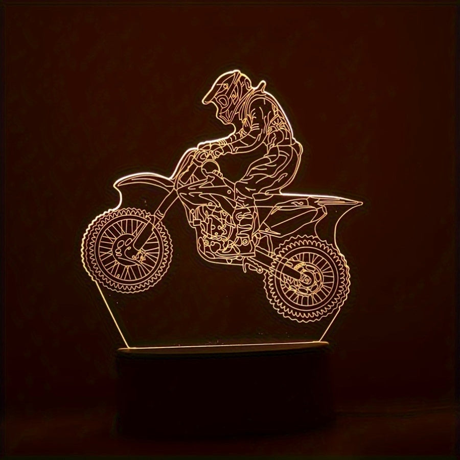 MotoLamp - 3D LED Nattlampa Motocross Tema, USB-driven Stämningsbelysning