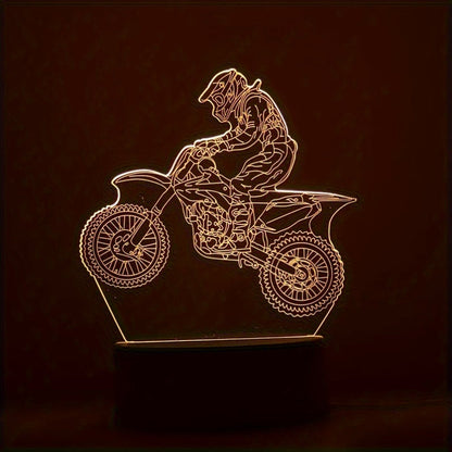 MotoLamp - 3D LED Nattlampa Motocross Tema, USB-driven Stämningsbelysning