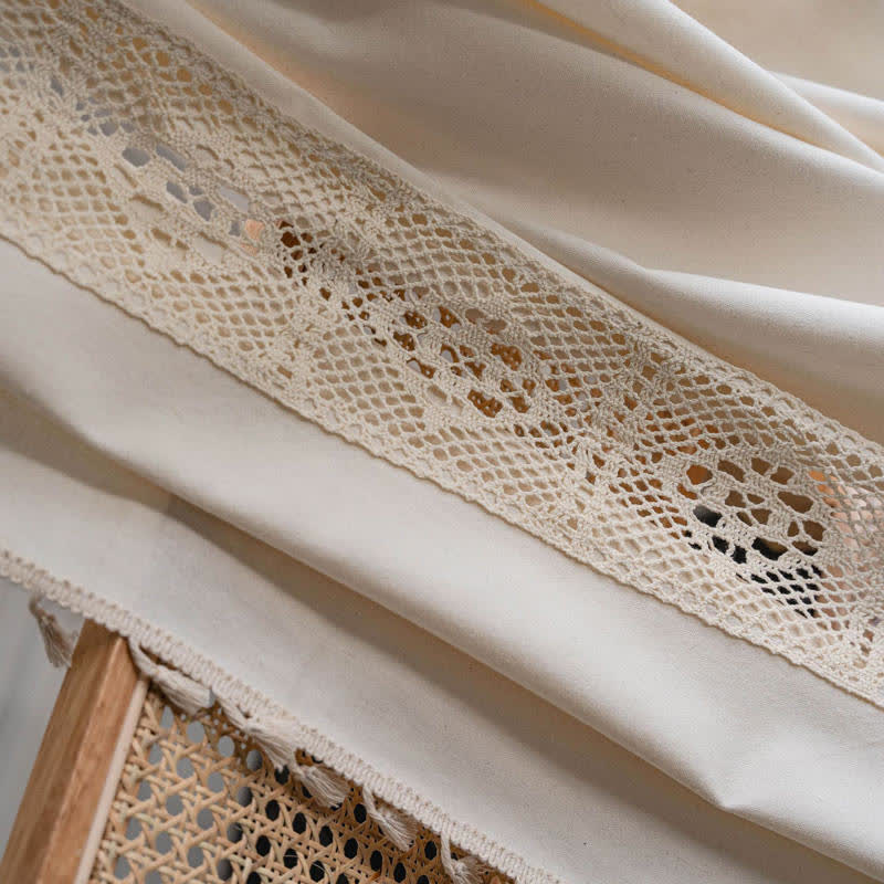 Beige Splicing Hollow-Out Ljusfilter Gardinset