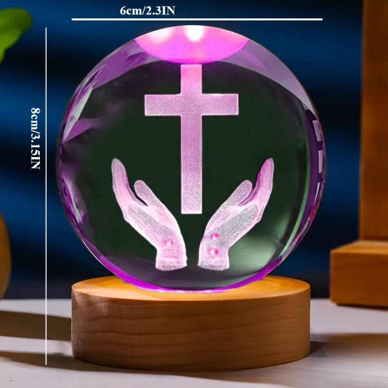 CrystalGlow - Traditionell 3D Graverad Kristall Nattlampa