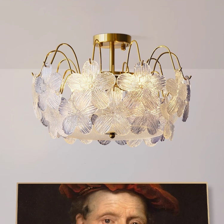 Klassisk Blomformad Glasmålad Krona för Vardagsrummet