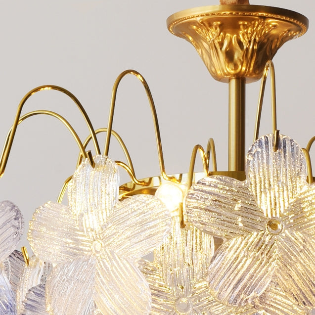 Klassisk Blomformad Glasmålad Krona för Vardagsrummet