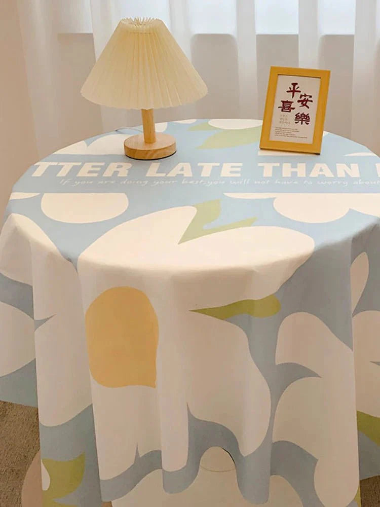 Rutig Design Rund Bomull Duk Vattentålig Stil