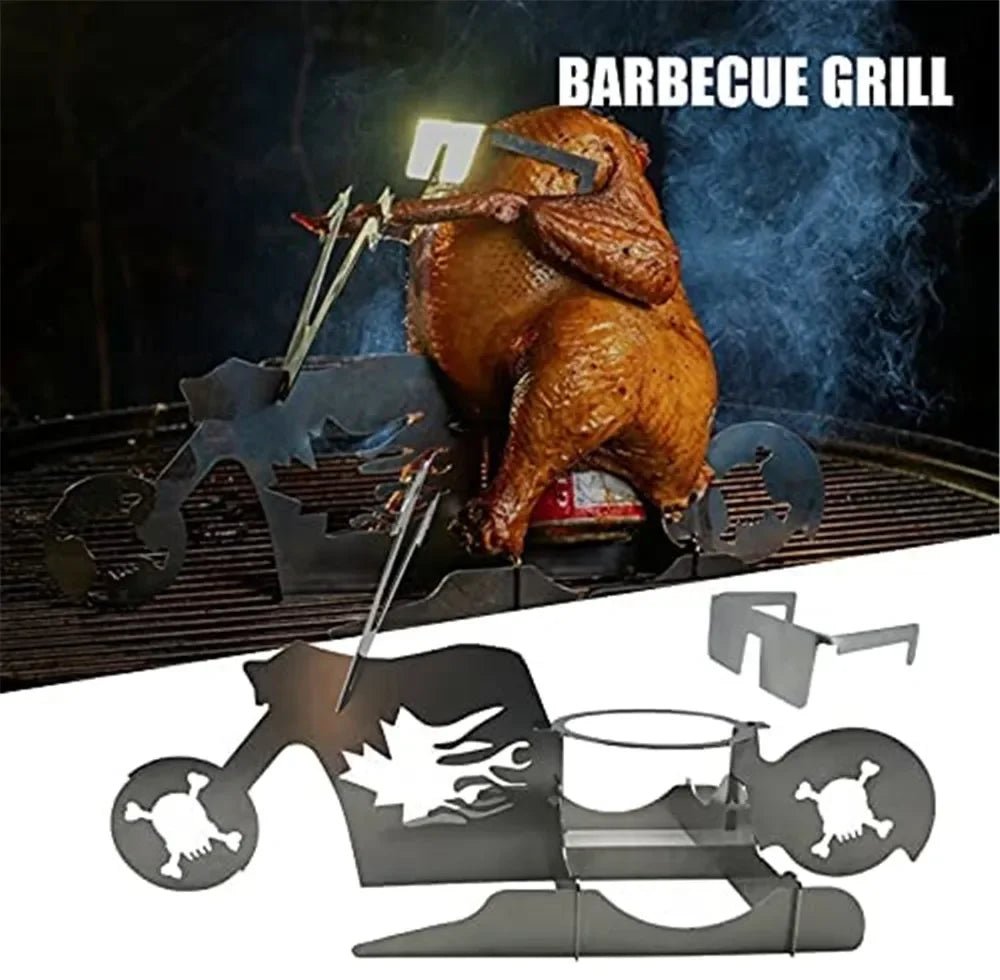 KYCKLINGGRILL STÄND - Rostfritt Stål BBQ Stativ med Ölburkshållare