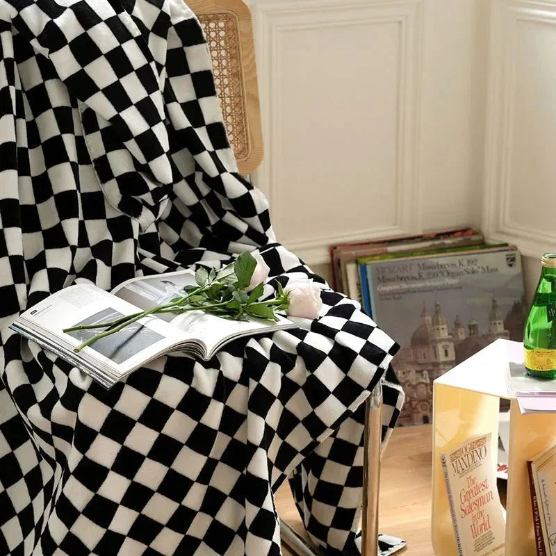 Klassisk rutigt plaiddesign soffa filt för komfort