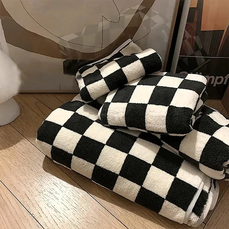 Klassisk rutigt plaiddesign soffa filt för komfort