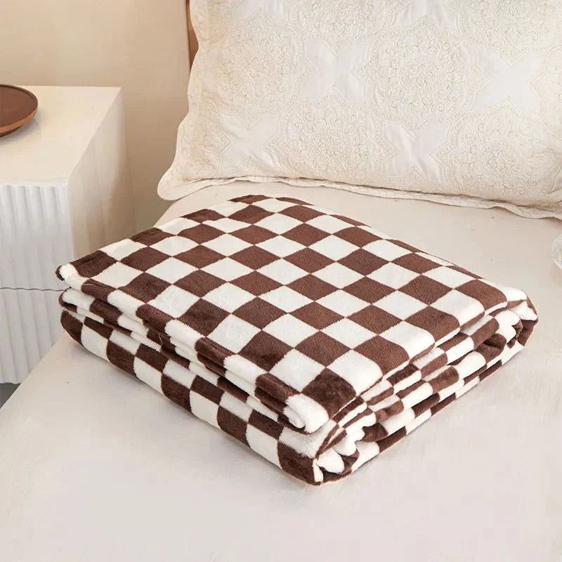 Klassisk rutigt plaiddesign soffa filt för komfort