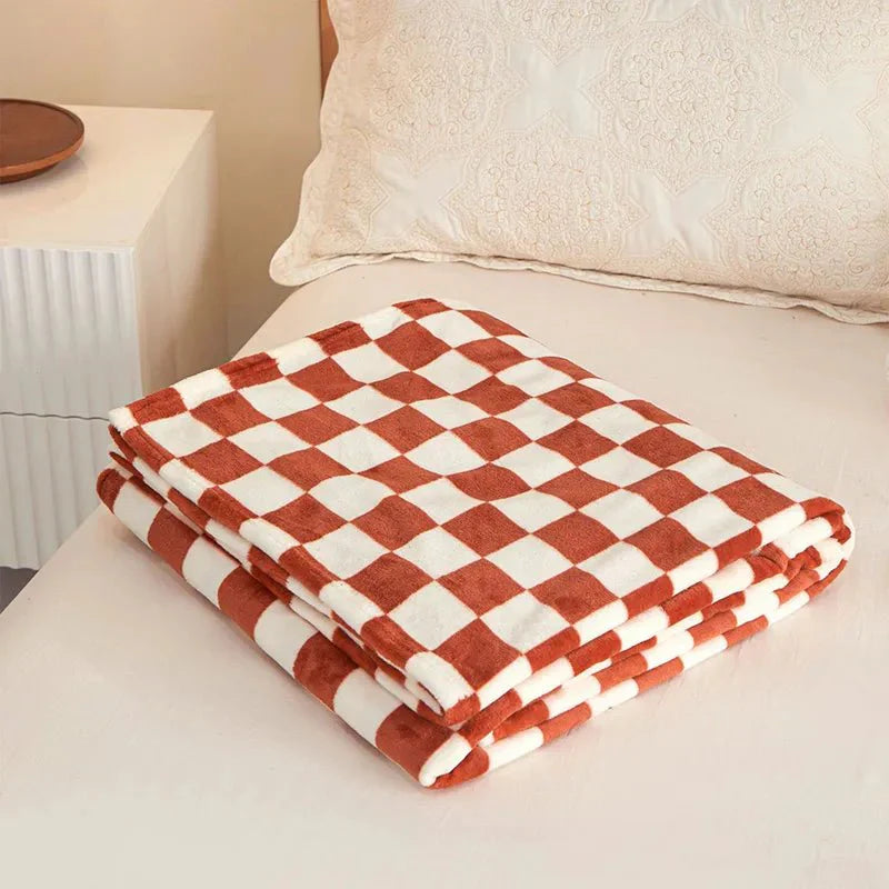 Klassisk rutigt plaiddesign soffa filt för komfort