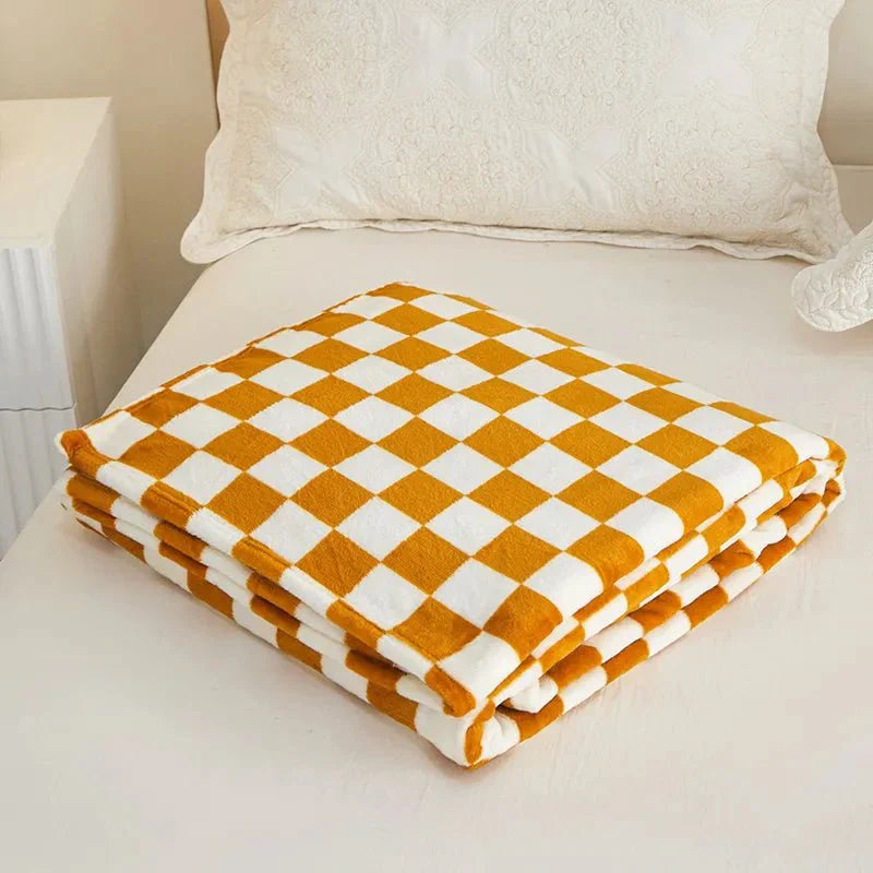 Klassisk rutigt plaiddesign soffa filt för komfort