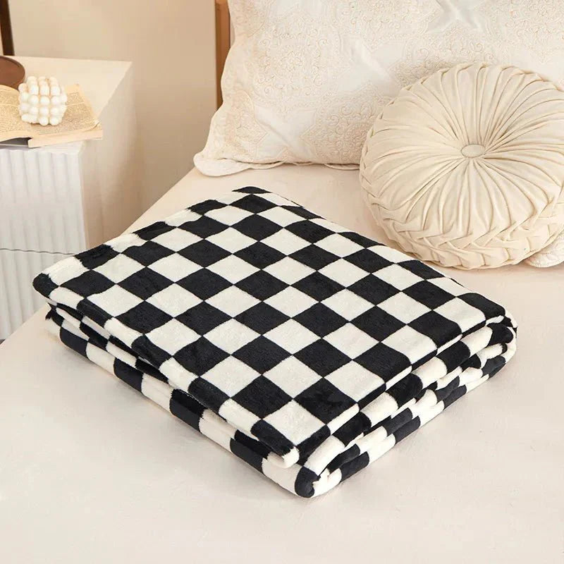 Klassisk rutigt plaiddesign soffa filt för komfort