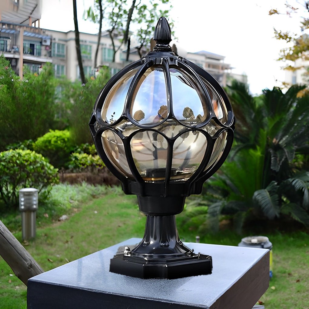 Utomhus Glas Kula Vintage Post Lampa