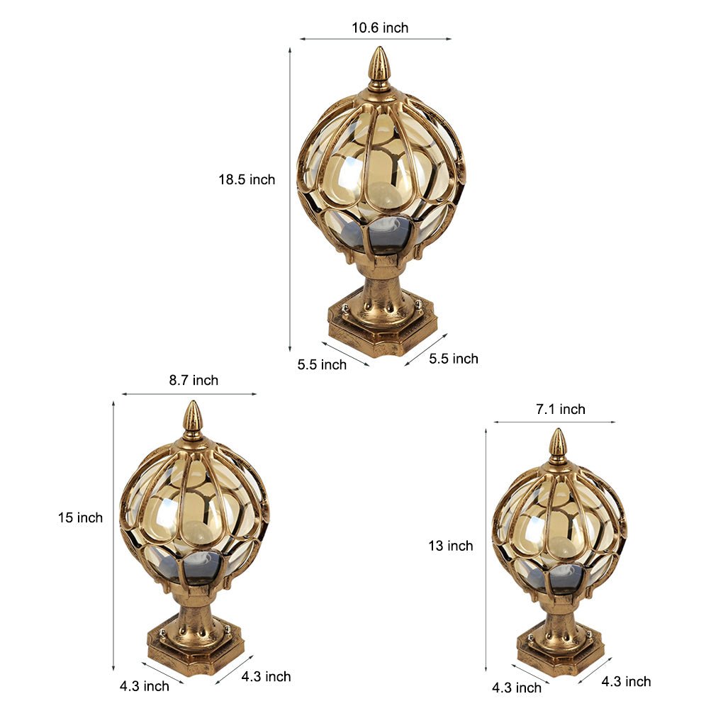 Utomhus Glas Kula Vintage Post Lampa