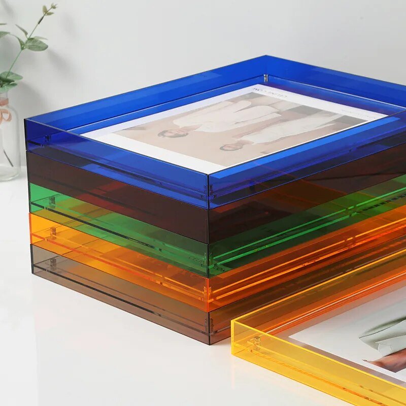 Vibrant Akryl Display Frame – Contemporary Färgad Bildhållare