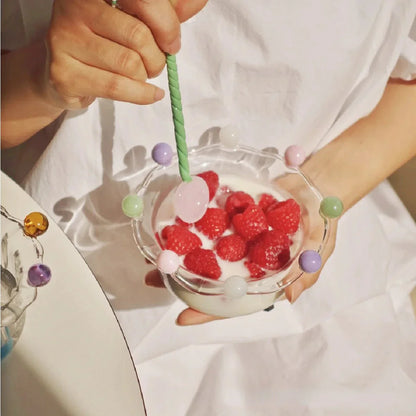 Färgglad Kronformad Dessertskål - Miljövänlig Glasdesign