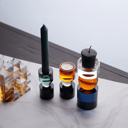 Färgglad geometrisk kristall ljushållare för modern inredning
