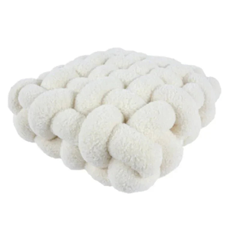 Färgglad Mjuk Nordisk Knytmudd Kudd i Pläd Tyget