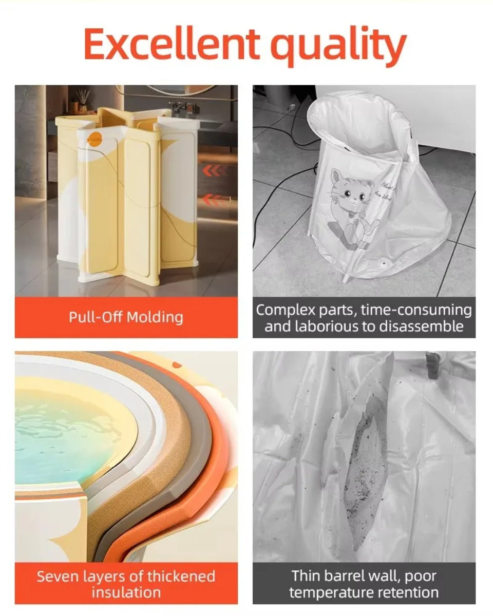 Bärbar fristående plastbadkar för vuxna